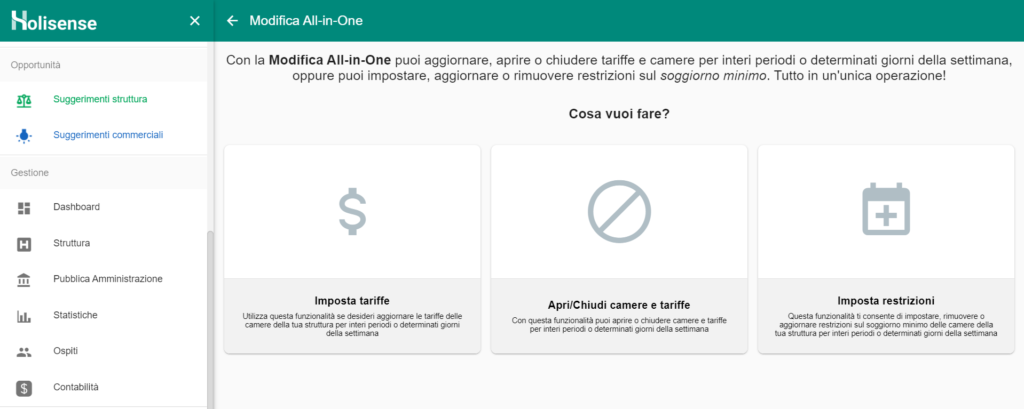 modificare all in one tariffe di prenotazione